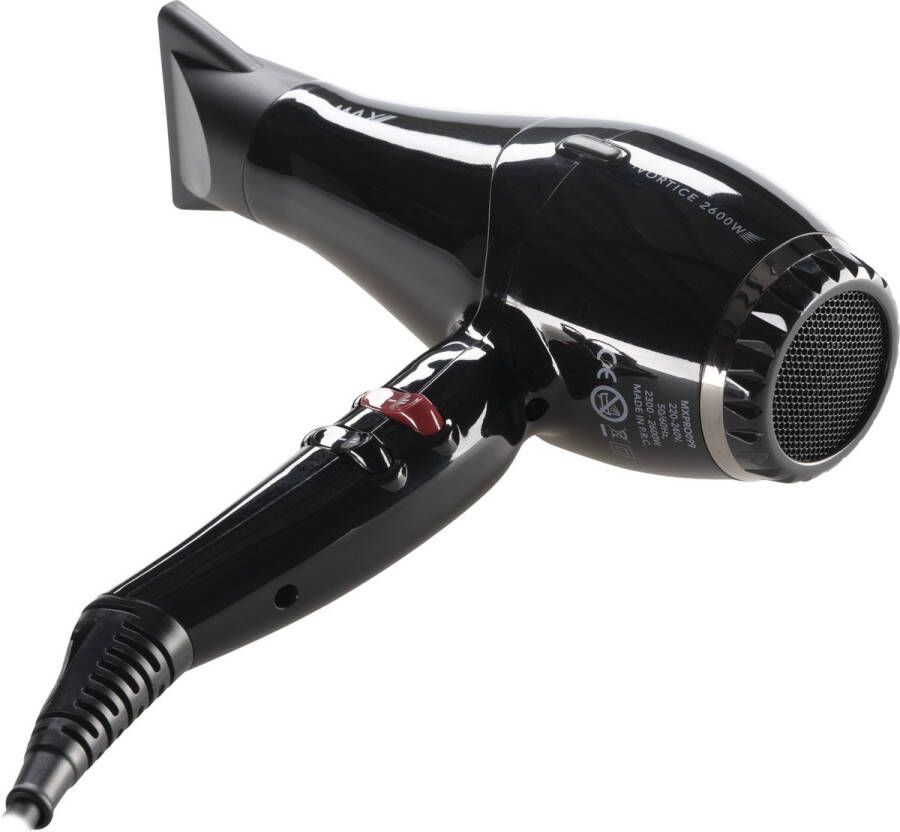 Max Pro Vortice Föhn 2600W| Inclusief Diffuser & Twee Mondstukken Professionele Haardroger Hair Dryer Reisfohn Geschikt voor Krullen Alle Haartypes Versnelde Droogtijd Verminderd Haarbeschadiging