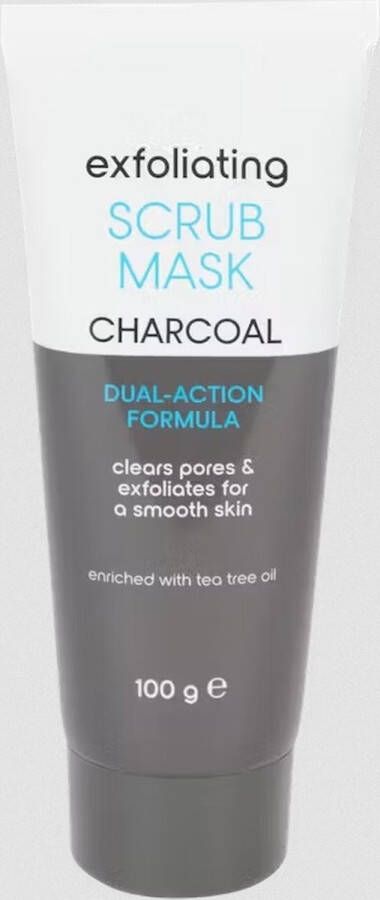 Maxbrands Exfoliërend gezichtsmasker houtskool 100 gram Exfoliating Scrub Mask Charcoal with tea tree oil