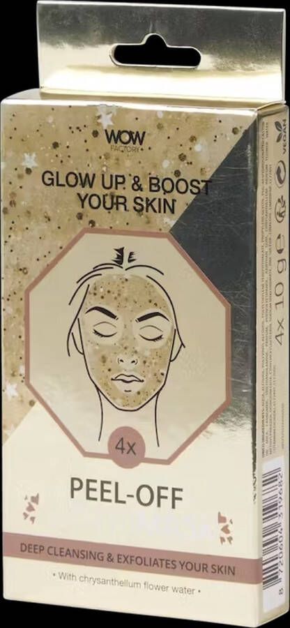 Maxbrands Marketing GLOW UP & BOOST YOUR SKIN Peel-off glitter gezichtsmasker 4X- DEEP CLEANSING & EXFOLIANTES YOUR SKIN