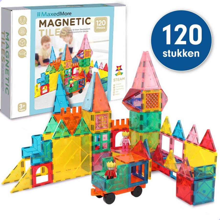 MaxedMore Magnetische Tegels 120 stuks – Magnetische bouwstenen Constructiespeelgoed – Educatief speelgoed