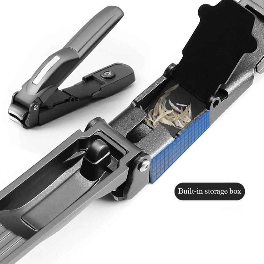 Maxenza Nagelknipper Teennagelknipper RVS Nagelknipper met Opvangbak Nagelknipper voor Vingernagels & Teennagels Zwart Zilver