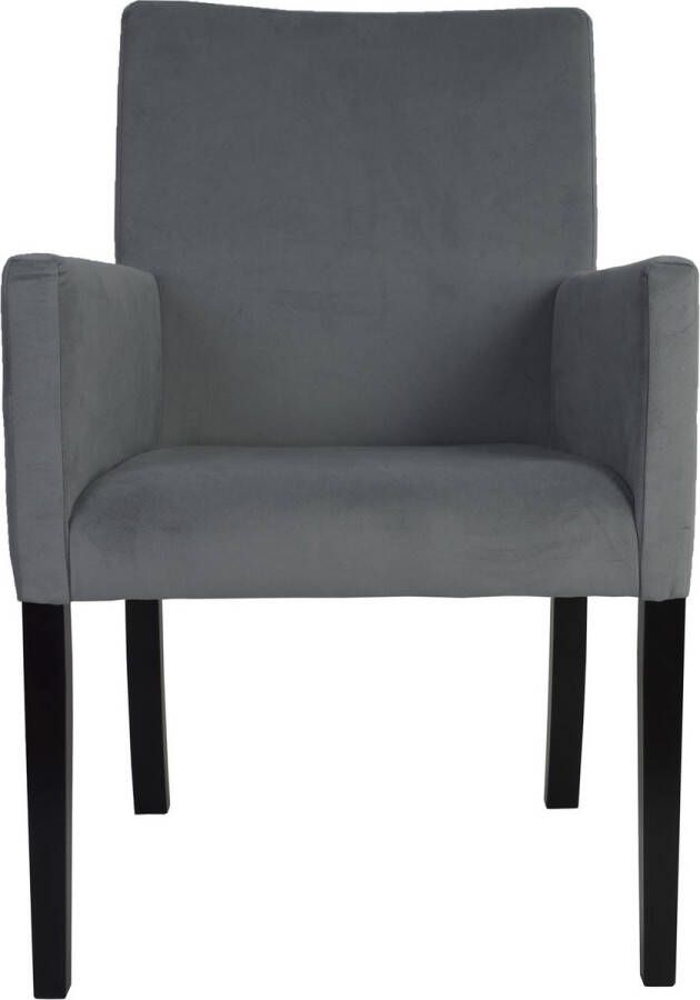 Maxi Huis Gestoffeerde stoel STANDARD 98 fauteuil set van 4 voor de eetkamer voor de woonkamer vlekbestendige stof grijze kleur zwarte poten korting