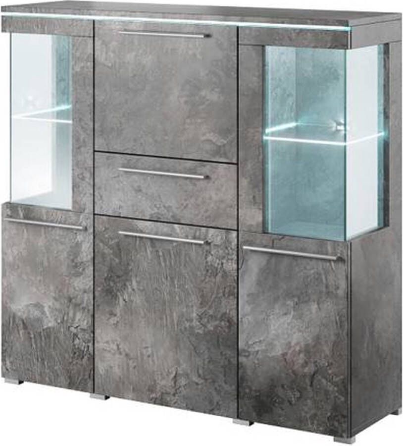 INOSIGN Highboard India breedte 130cm stijlvolle hoge kast met 3 deuren klep en lade