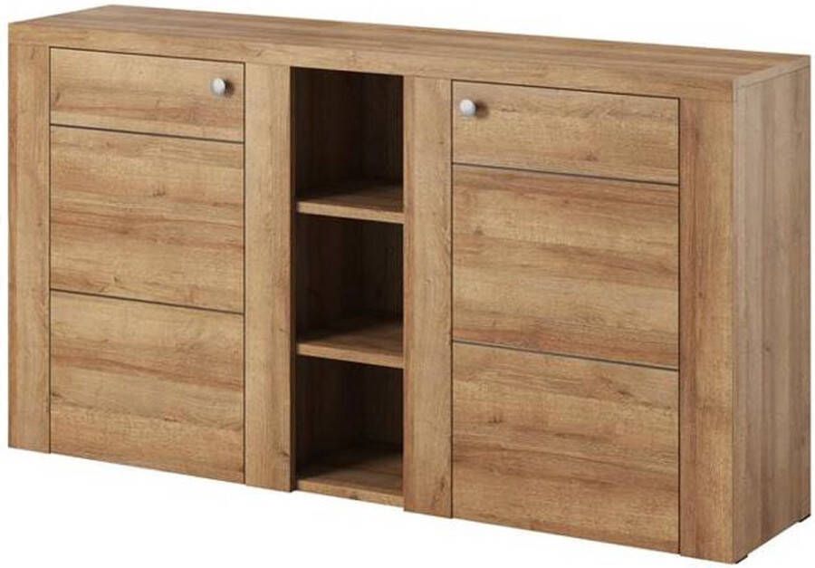 Home affaire Dressoir Larona tijdloze commode met 2 deuren deurkast breedte 155 cm Hoogte 84 cm veel opbergruimte dressoir met decoratieve lijstlook