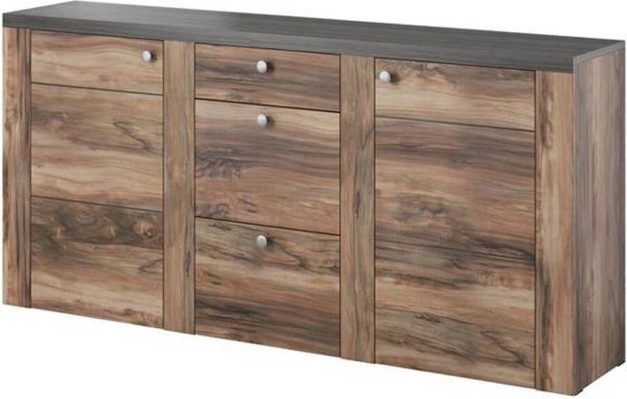Home affaire Dressoir Larona tijdloze commode met 2 deuren 3 lades deurkast Hoogte 84 cm veel opbergruimte dressoir met decoratieve lijstlook