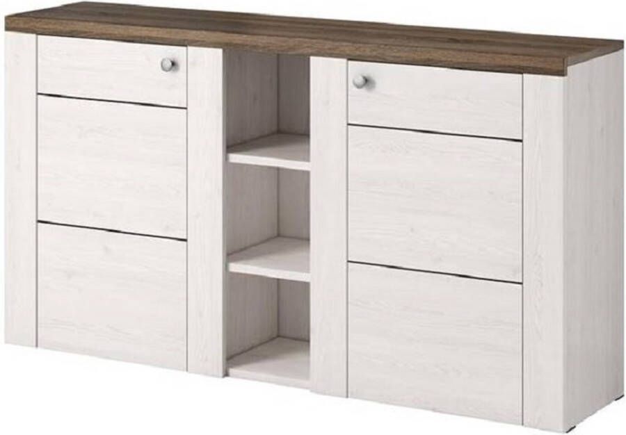 Home affaire Dressoir Larona tijdloze commode met 2 deuren deurkast breedte 155 cm Hoogte 84 cm veel opbergruimte dressoir met decoratieve lijstlook