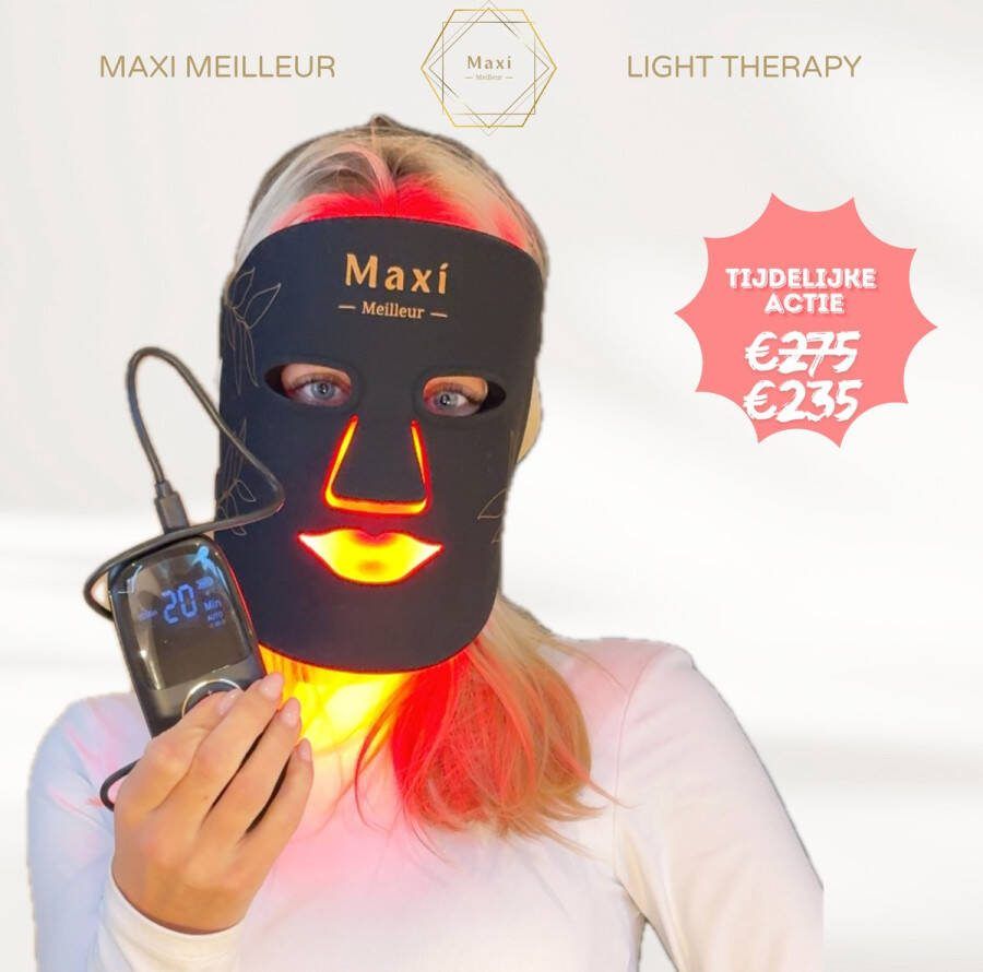 Maxi Meilleur LED Gezichtsmasker anti-aging led masker lichttherapie Red Light Therapy 4 Golflengtes- Collageen masker LED masker