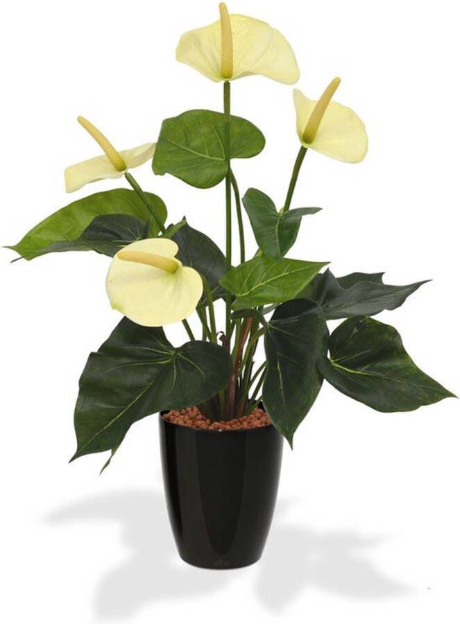 Maxi Fleur kunstplanten Anthurium kunstplant 40cm crème in 10cm kweekpot