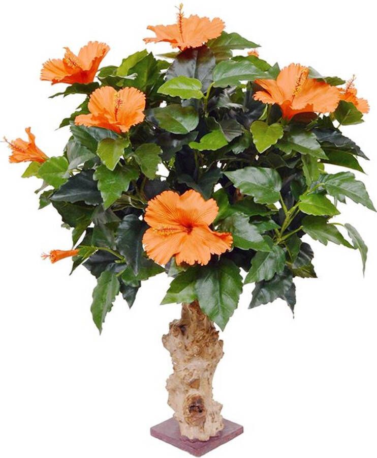 Maxifleur Kunstplanten Maxifleur Hibiscus Kunstplant Op voet 65cm Oranje