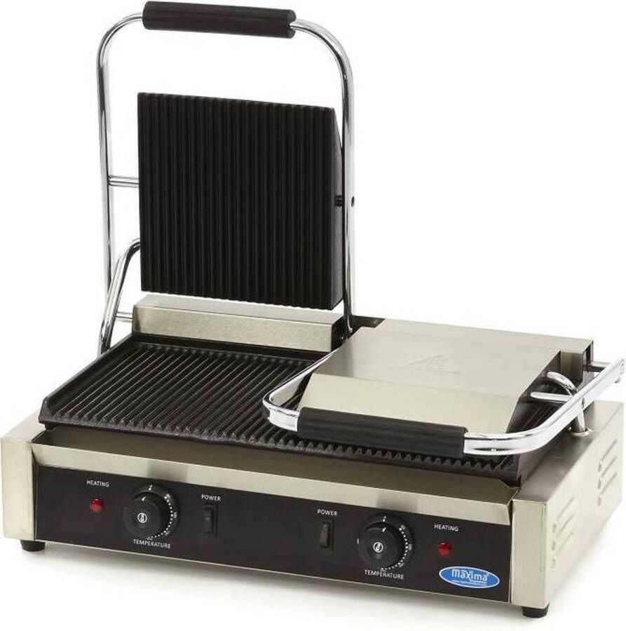 Maxima Contactgrill Gegroefd Dubbele Grillplaat 2 x 22 cm