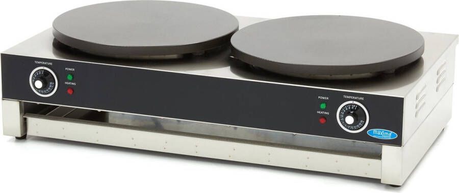 Maxima Crepebakplaat Dubbele Crepes 2 x 40 cm incl. Beslagverdeler Crepes Bakplaat