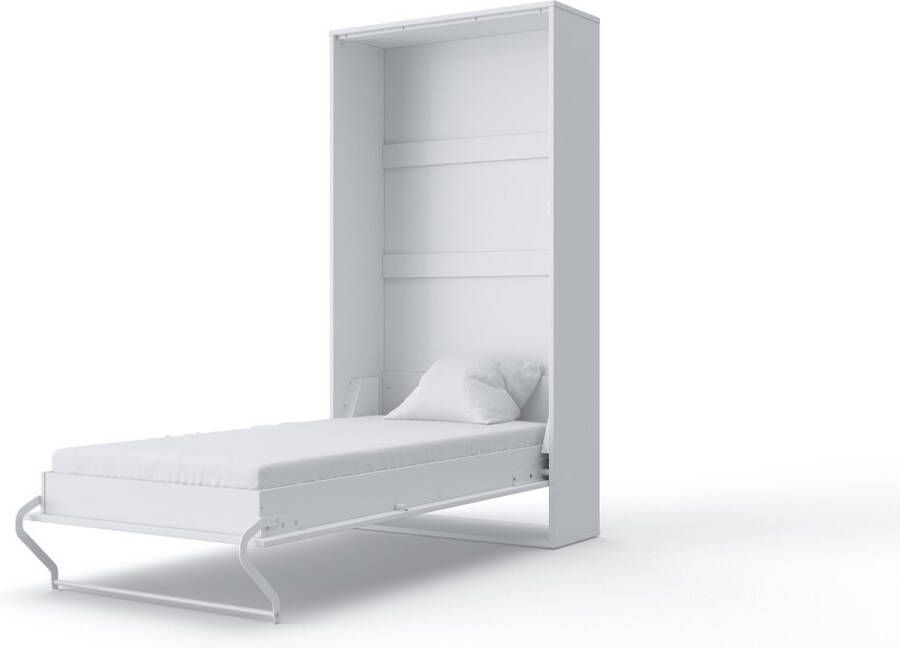 Maxima House INVENTO 03 Verticaal Opklapbed Logeerbed Vouwbed Bedkast Modern Design Hoogglans Wit Wit 200x90 cm