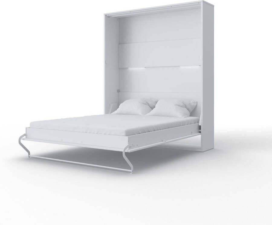 Maxima House INVENTO 14 Elegance Verticaal Vouwbed Logeerbed Opklapbed Bedkast Inclusief LED Mat Wit 200x160 cm