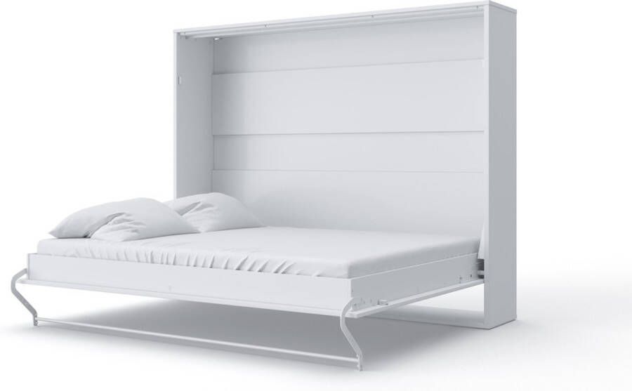 Maxima House INVENTO 15 Horizontaal Vouwbed Logeerbed Opklapbed Bedkast Modern Design Hoogglans Wit Wit 200x160 cm