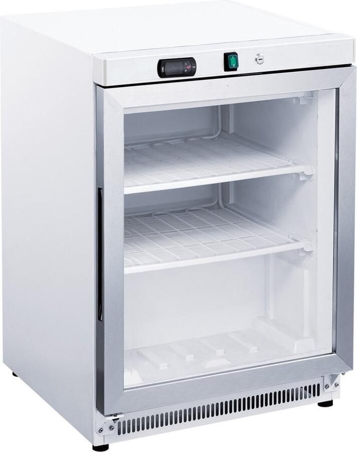 Maxima Vrieskast 200 L Wit met Glazen Deur Professionele Vriezer Tafelmodel Speciale Koelcyclus 200 liter Diepvries
