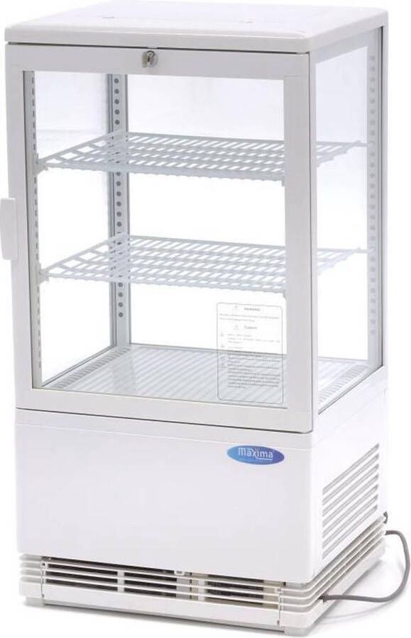 Maxima Mini Koelvitrine 58 L 43 cm Wit Unieke Koelcyclus Professionele Koel Vitrine Koeler Koelkast Displaykoeler