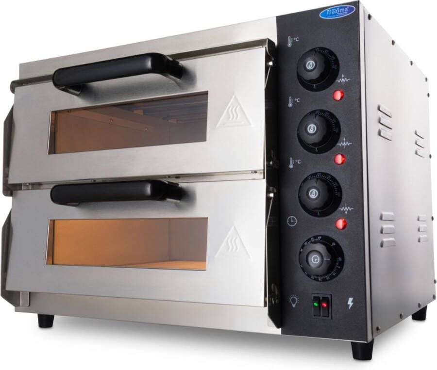 Maxima Pizza Oven 2 Pizza's Ø 40 cm 2 Kamers Geschikt voor Pizza Brood Taart Met verlichting Pizzaoven tot 350°C
