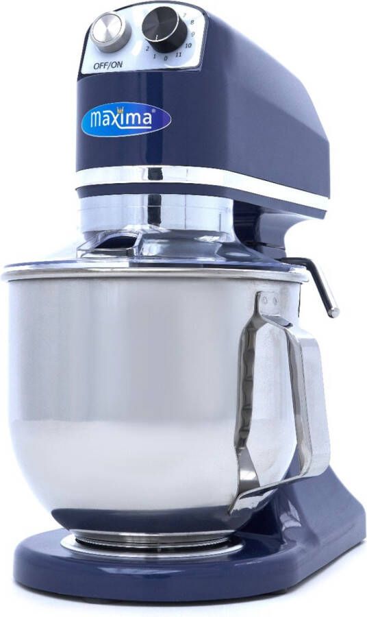 Maxima Planeetmenger 7 L Tot 2 Kg Deeg Staalblauw RVS Mengkom 11 Snelheden Keukenmachine Standmixer Keukenrobot 7 liter Blauw