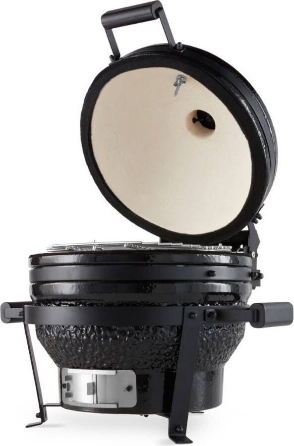 Maxima Premium Kamado BBQ 16 inch Ø 41 cm Houtskoolbarbecue Grillen Roken Bakken Stomen Kooktoestel Egg Barbecue Zwart
