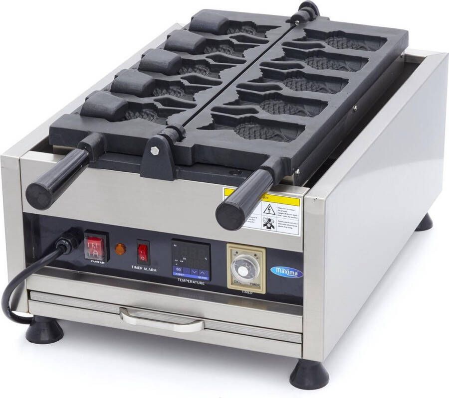 Maxima Wafelijzer 5 Stuks Taiyaki Visvorm Draaibaar Digitaal