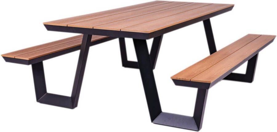 MaximaVida Aluminium Picknicktafel Bermuda 200 Cm Zwart