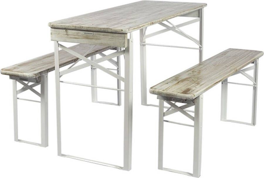 MaximaVida inklapbare picknickset Berlijn 120 cm whitewash FSC hout