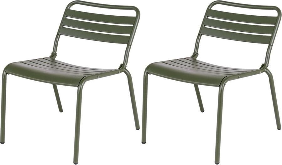 MaximaVida Metalen Loungestoel Max Xxl Olijfgroen Doos Per 2 Stuks