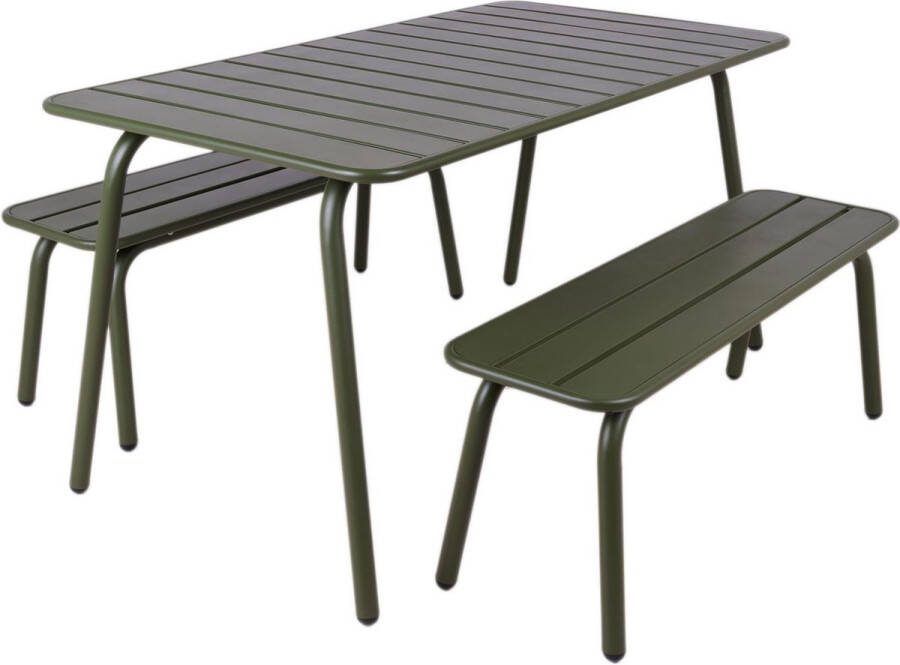 MaximaVida Metalen Picknickset Max 150 Cm Olijfgroen – 3-delig