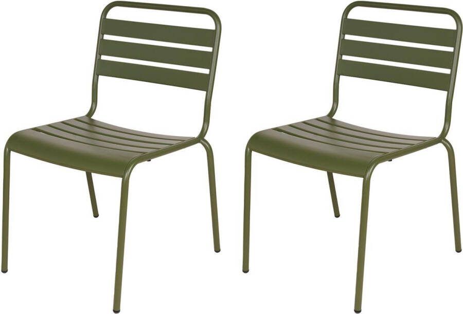 MaximaVida Metalen Tuinstoel Max Xxl Olijfgroen Doos Per 2 Stuks