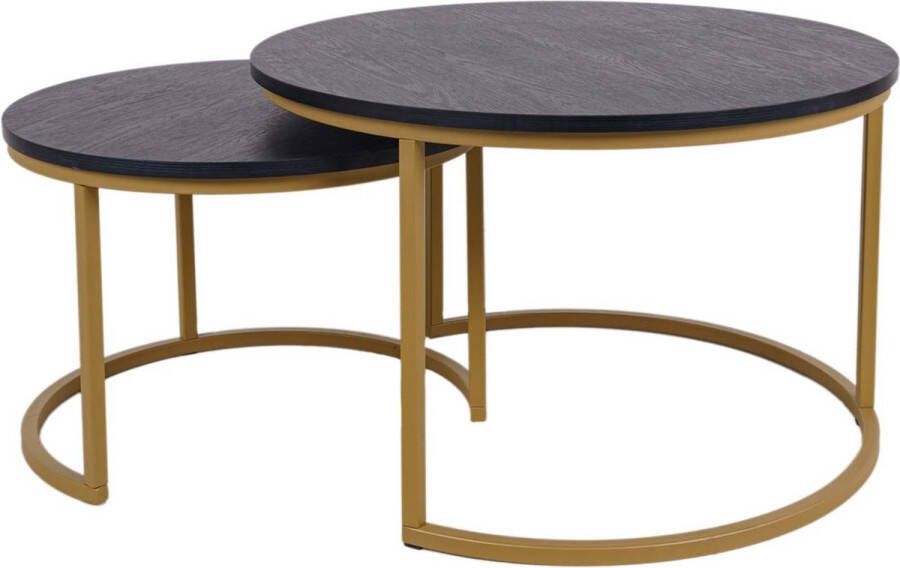 MaximaVida ronde salontafel set Chicago XL 75 cm champagne goud pinewood fineer