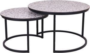 MaximaVida ronde salontafel set Lucca 58 en 45 cm terrazzo look
