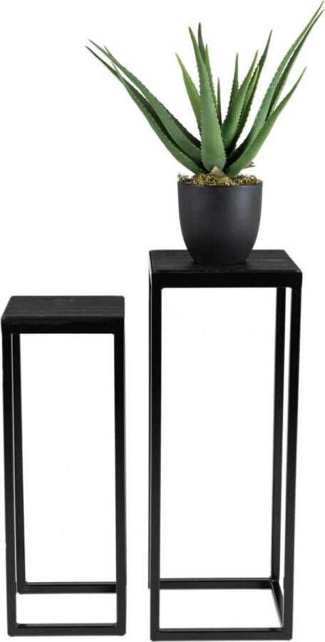 MaximaVida vierkante plantentafel set Vancouver zwart 79 cm 100 kg draagkracht uitvoering