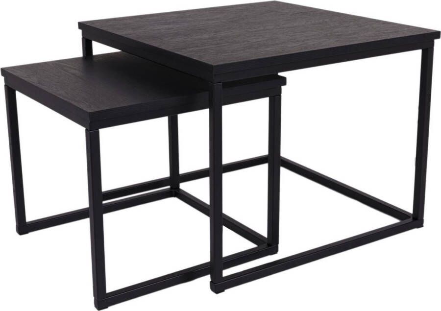 MaximaVida vierkante salontafel set Chicago XL zwart 60 cm A-grade pinewood