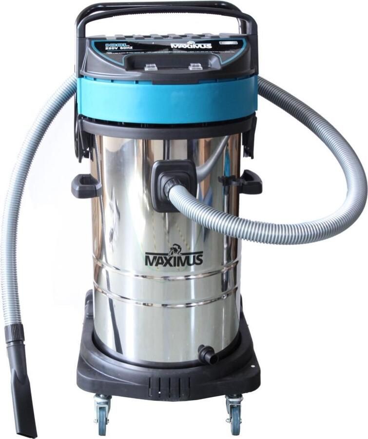 Maximus Nat en Droogzuiger 70L Bouwstofzuiger Zonder Zak Waterstofzuiger Incl 230v Stopcontact Stroomkabel 4.5m 2400W