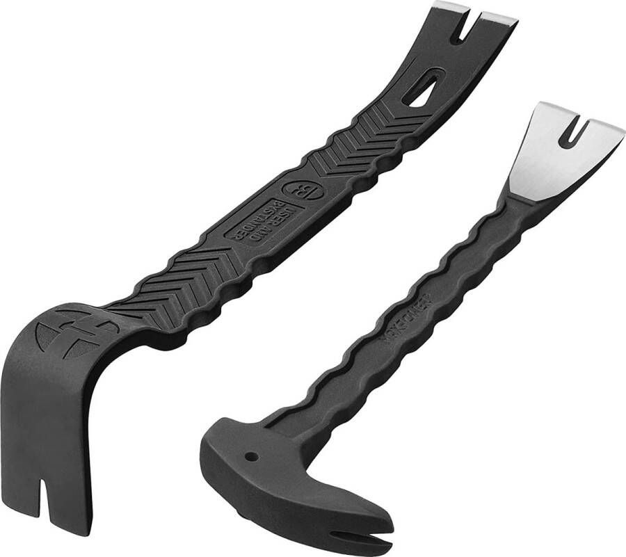 MAXPOWER 2-delige spijkertrekkerset 300 mm 380 mm platte koevoet Gebreide sloopstangenset Robuuste en duurzame spijkertrekkerset