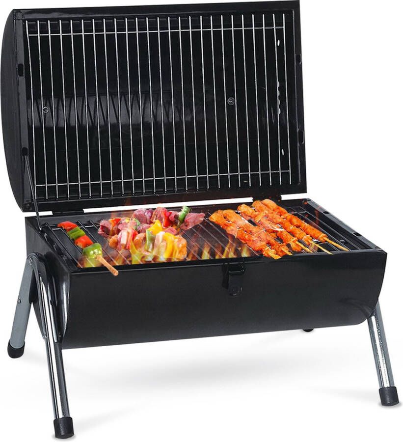 MaxxGarden BBQ Houtskool Barbecue Smoker Barbecue Grilloppervlak (LxB) 38 x 52 cm Met Dubbel Grill Vlak Zwart