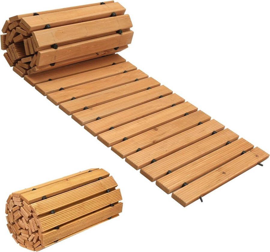 MaxxGarden Houten Tuinpad Tuintegels Hout Vlonder Tegels Terrasplanken 365x45x1.5cm Bruin