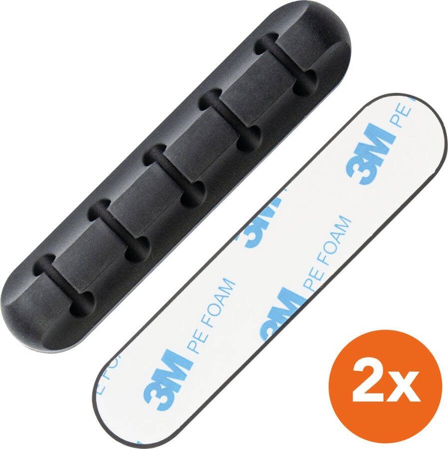Maxxions 2x Kabel Organiser Zwart 2x kabel clips voor 5 kabels Zelfklevende kabelclips Kabelklem Kabelhouder Kabelgoot Houder Kabel management