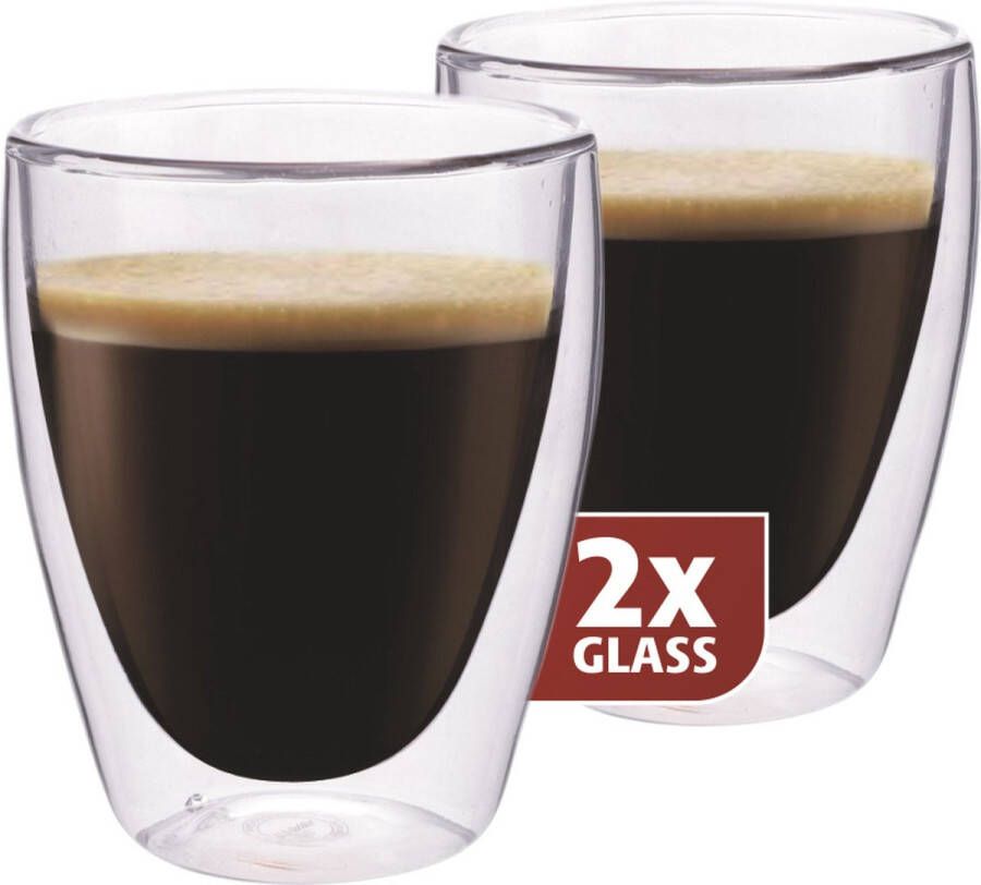 Maxxo Koffieglazen Dubbelwandig 235ml 2 stuks