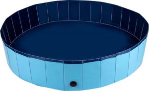 MAXXPRO Hondenzwembad 160 x 30 CM Grote Hondenrassen Opvouwbaar Honden Bad Anti-Slip Bodem met Leegloopventiel Blauw