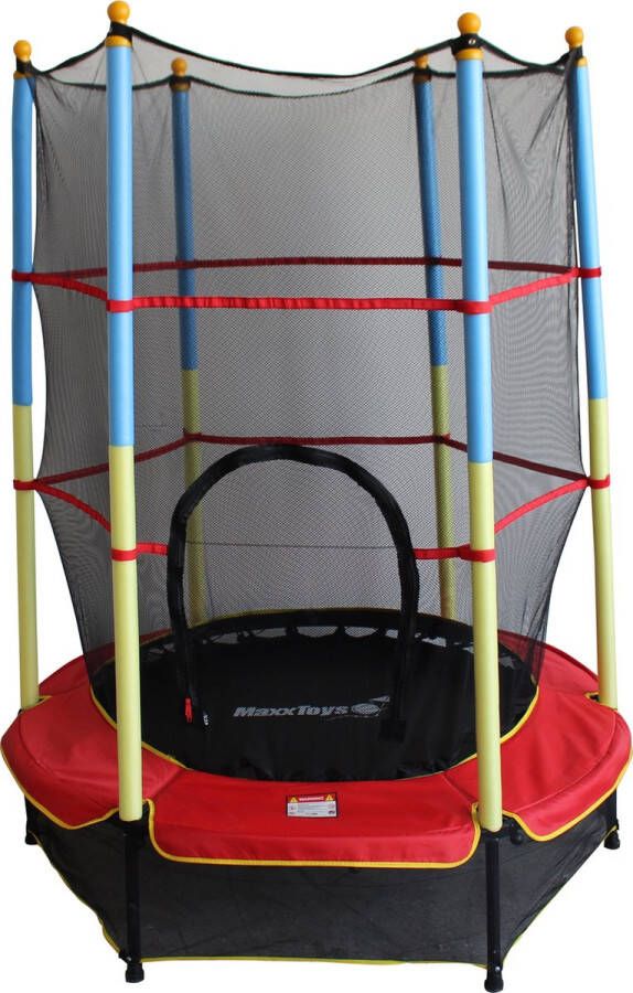 MaxxToys Maxx Trampoline met Veiligheidsnet Kindertrampoline Trampolines -Ø 140cm Rood Blauw