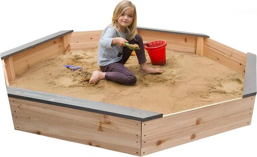 MaxxToys Zandbak hout Buitenspeelgoed- zeshoek 177x177x23cm Zandbak voor buiten