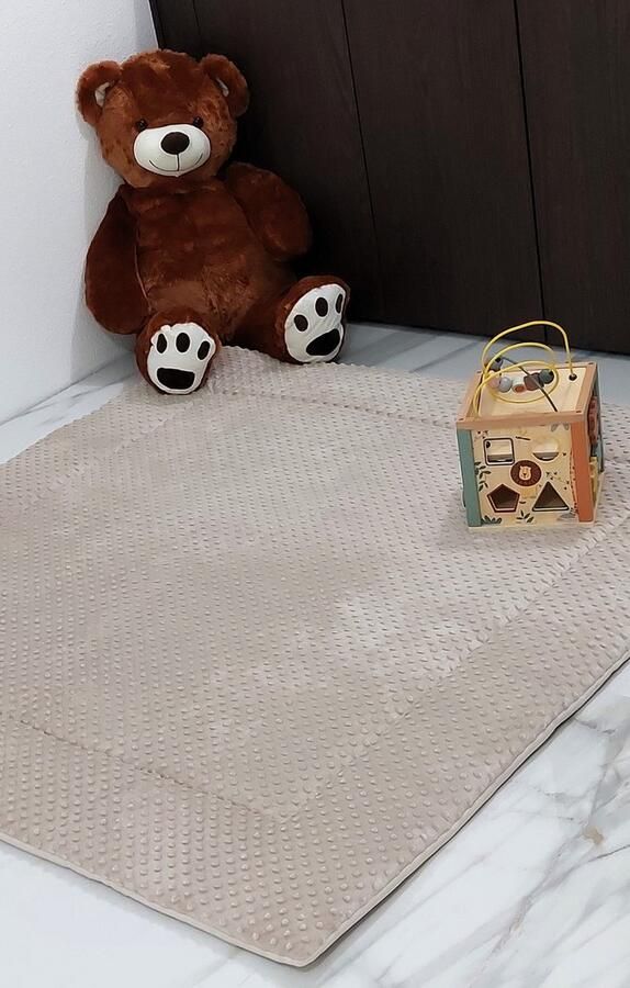 May Lovely Groot baby speelkleed Vloerkleed voor baby peuter Speelmat baby 150x150cm Beige naturel Lovely Dots Super zacht en dik Wasbaar 30 graden Beide kanten te gebruiken ie in EU Inclusief draagtas