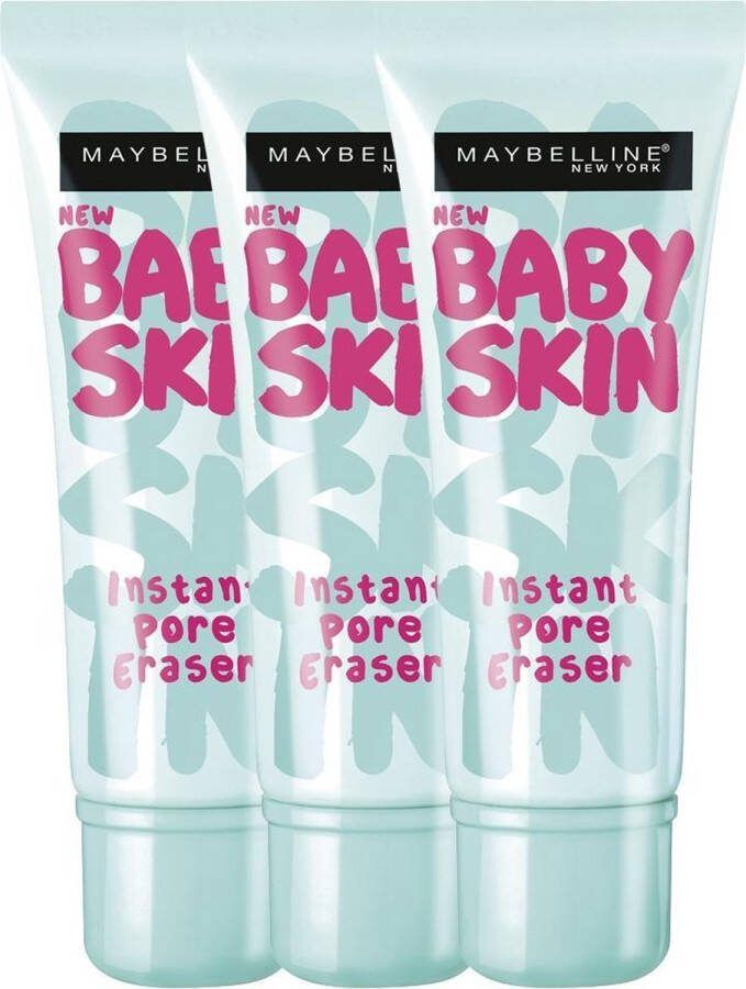 Maybelline Babyskin Pore Eraser Primer Transparant 3 stuks Voordeelverpakking