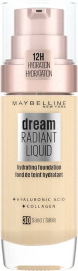 Maybelline New York Dream Radiant Liquid 30 Sand Foundation Geschikt voor de Droge Huid met Hyaluronzuur 30 ml