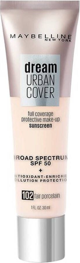 Maybelline Dream Urban Cover Foundation SPF 50 102 Fair Porcelain Lichte huidskleur 30 ml