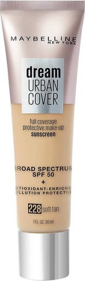 Maybelline Dream Urban Cover Foundation SPF 50 228 Soft Tan Getinte huidskleur 30 ml