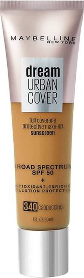 Maybelline Dream Urban Cover Foundation SPF 50 340 Cappuccino Donkere huidskleur 30 ml