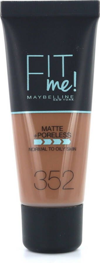 Maybelline New York Fit Me Matte + Poreless Foundation 352 Truffle Medium Dekkende Foundation met Matte Finish voor de Normale tot Vette Huid 30 ml