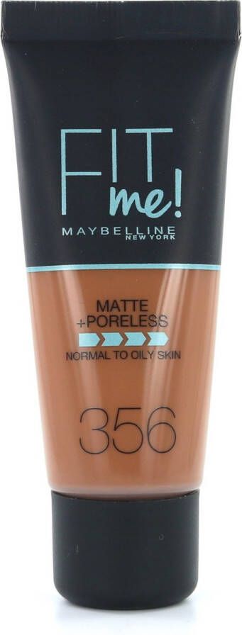 Maybelline New York Fit Me Matte + Poreless Foundation 356 Warm Coconut Medium Dekkende Foundation met Matte Finish voor de Normale tot Vette Huid 30 ml